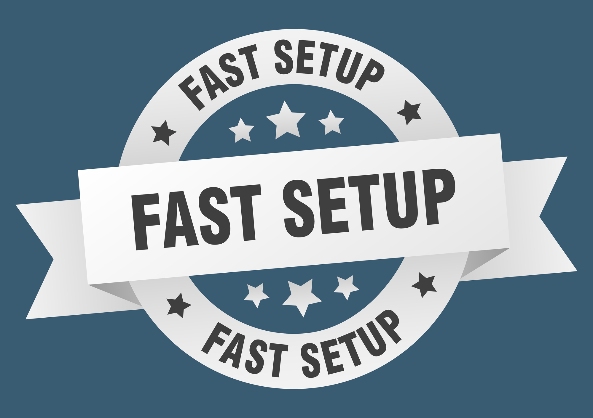 fast setup round ribbon isolated label. fast setup sign